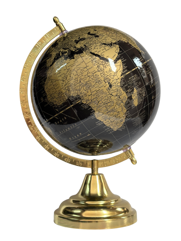 8 Inch Black Gold Globe with Gold Arc – ₹899